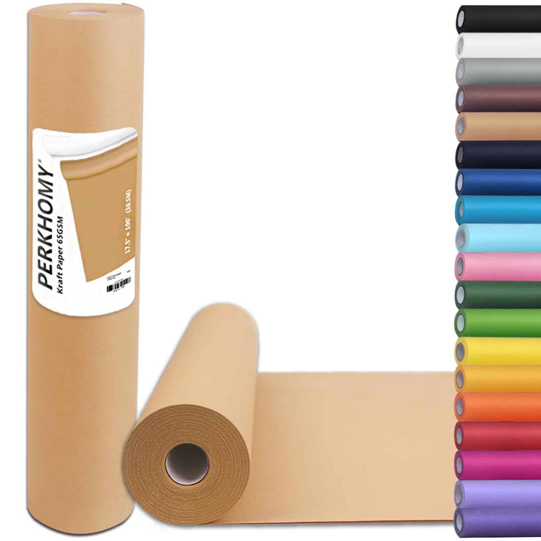 PerkHomy Brown Kraft Paper Roll 17.5" x 1,200" (100') for Gift Wr