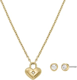 Fossil Women's All Stacked Up Gold-Tone Stainless Steel Beaded Necklace (Model: JA7248710), Length: 410mm+50mm, Width: 6mm, Stainless Steel, No Gemstone