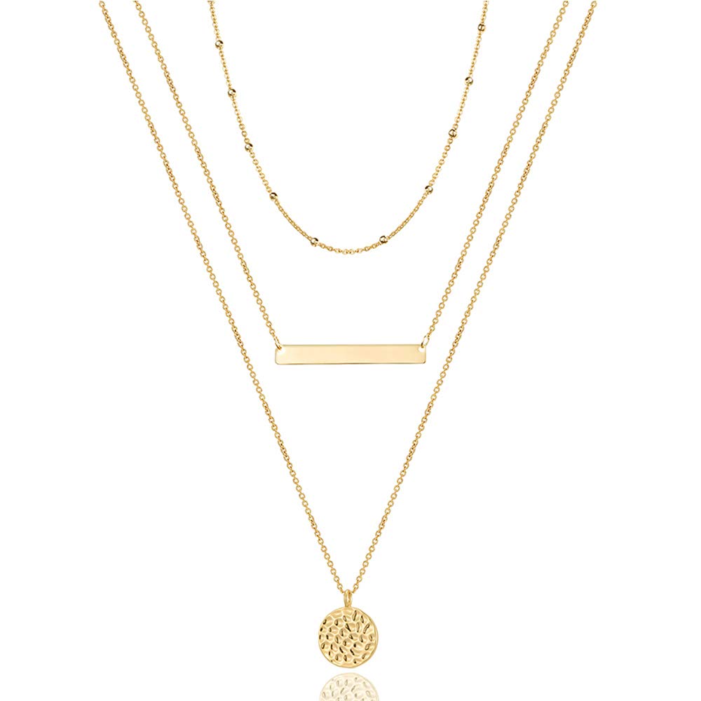 Turandoss Dainty Layered Choker Necklace, Handmade Y Pendant Necklace Multilayer