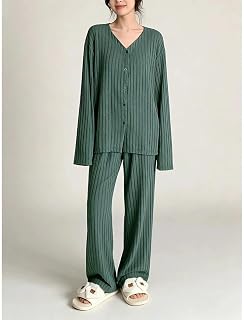 Comfy lounge sets for women, 2 piece loungewear set, v neck, long sleeve, button up with pants, cozy and stylish for home and relaxation