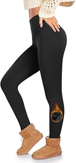 ACTINPUT Thermal Leggings Women High Waisted Thick Fleece Lined Leggings Long Winter Warm Stretchy Leggings Tights