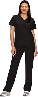 Scrubs for Women Set, V-Neck Top & Straight Leg Pants with 11 Pockets | Easy Care, Water Resistance, Shift Utility, For Nurses, Clinics, Hospital Uniforms, Long Workdays, Daily Wear