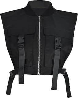 Womens Cropped Cargo Vest Sleeveless Zip Up Bubble Streetwear