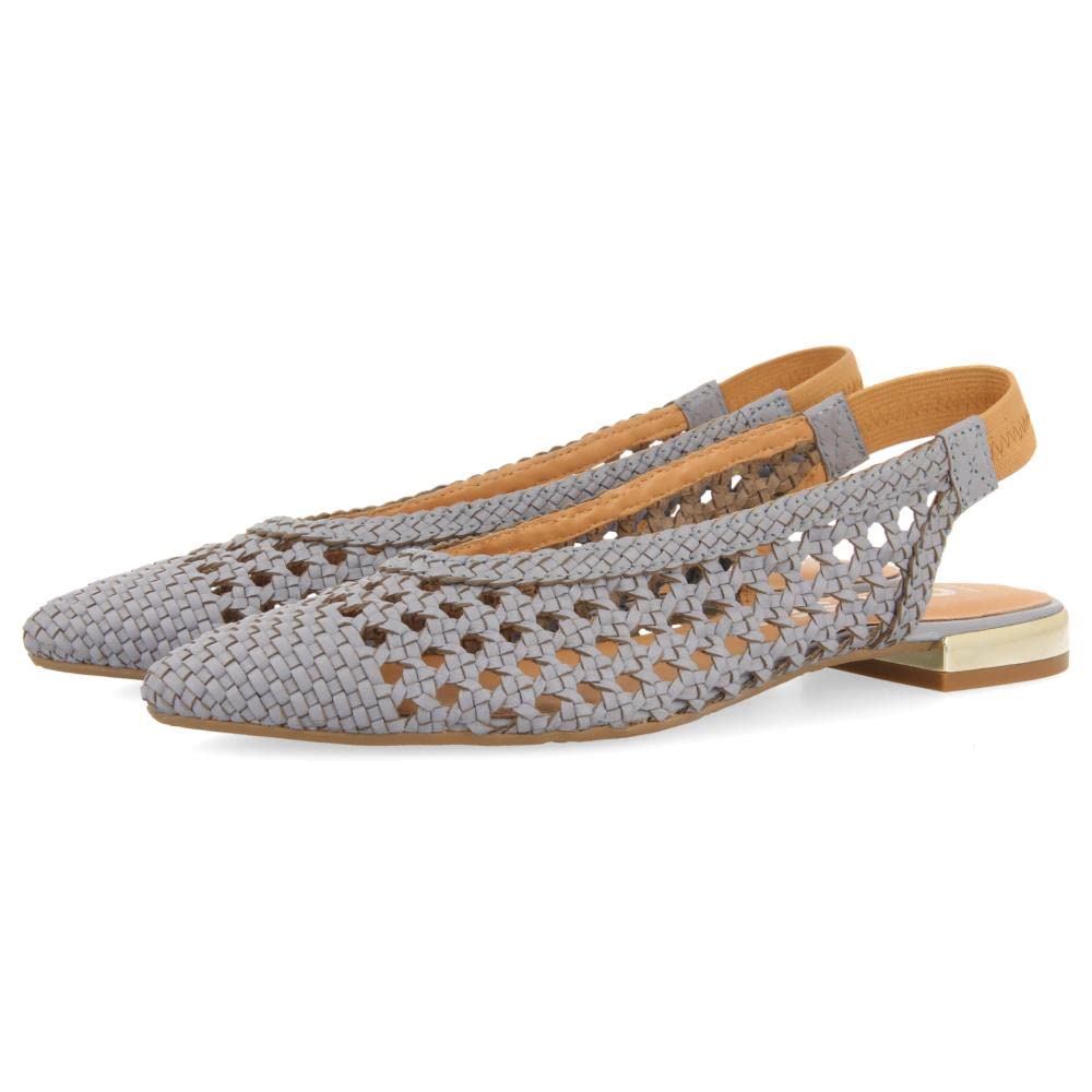 GIOSEPPO ARGIRITA Women's Braided Leather Ballet Flats in Light Blue