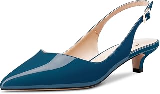 CASTAMERE Women's Low Kitten Heel Pointed Toe Slingback Pumps Cute Dress Office Sandals Sexy 3.5 CM Heels
