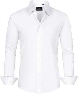J.VER Chemise à manches longues pour homme avec bouclier anti-taches, extensible, infroissable, chemise boutonnée d'affaires et décontractée