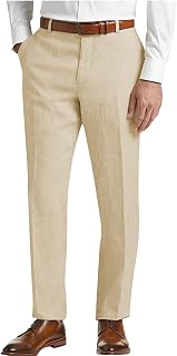 Men's Linen Pants Lightweight Classic Regular Fit Dress Suit Pants for Men Spring Summer