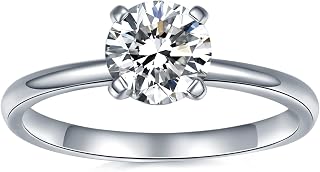 IMOLOVE Moissanite Solitaire Engagement Ring for Women, Women's Engagement Rings Moissanite Promise Rings 1-4CT D Color VVS1 Clarity Wedding band 925 Sterling Silver with 18K Gold Plated