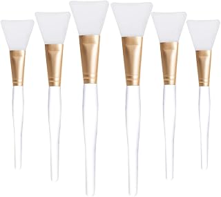 6 Pcs Silicone Face Mask Brush Soft Facial Mud Brushes Applicator Clear Handle Hairless Body Lotion And Body Butter Applying Tools,Gold