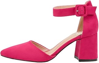 Women's Heels, Strappy Heels, Black/Blue/Beige/White/Green/Red/Fuchsia/Violet/Mint, Textile/Synthetic Sure, 7 cm Block Heel, Ankle Strap Shoes, A0142