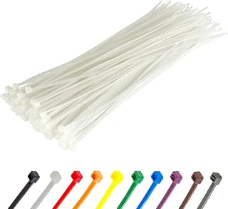 Gocableties White Cable Ties, 200mm x 4.8mm, Pack of 100, 8" Premium Nylon Zip Ties Clear/Natural, Multi-Purpose Plastic Tie Wraps, Secure Self-Locking Mechanism, for Home, Garden, Office and DIY