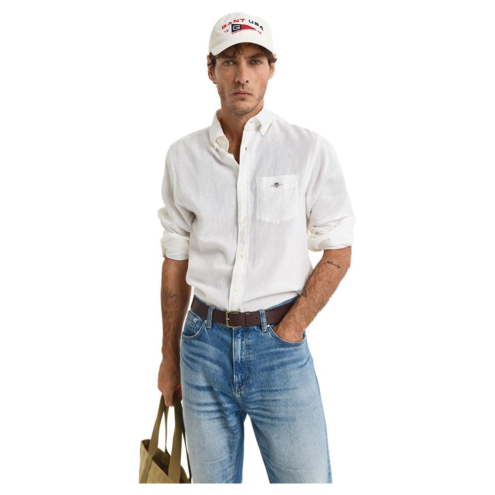 GANT Reg Cotton Linen Shirt Camisa Hombre (Pack de 1)