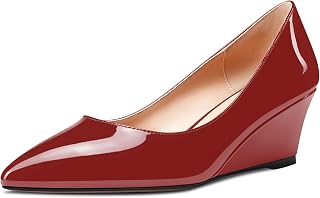 Aachcol Women's Wedge Mid Heel Pointed Heel Toe Pumps Slip-on Shoes Wedding Party 5CM