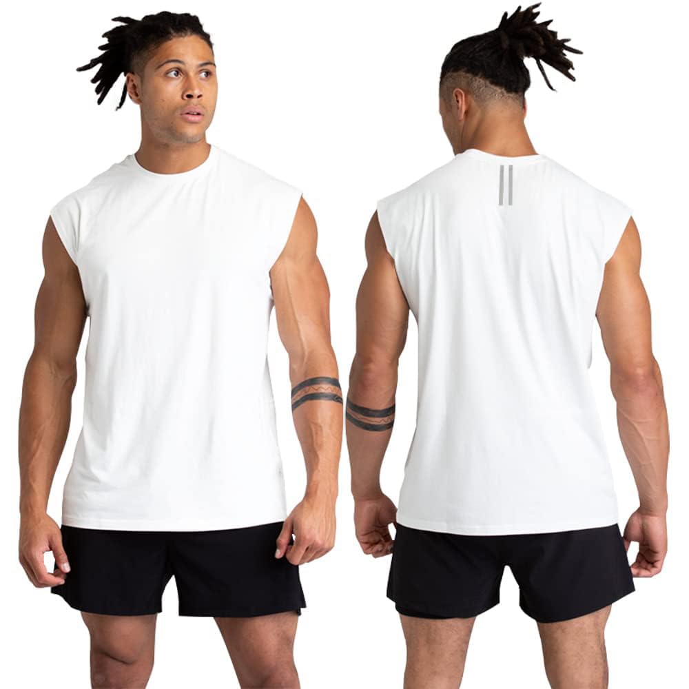 Men's Cotton Gym Tank Tops, 1/3/5 Pack Sleeveless Workout Muscle Shirts