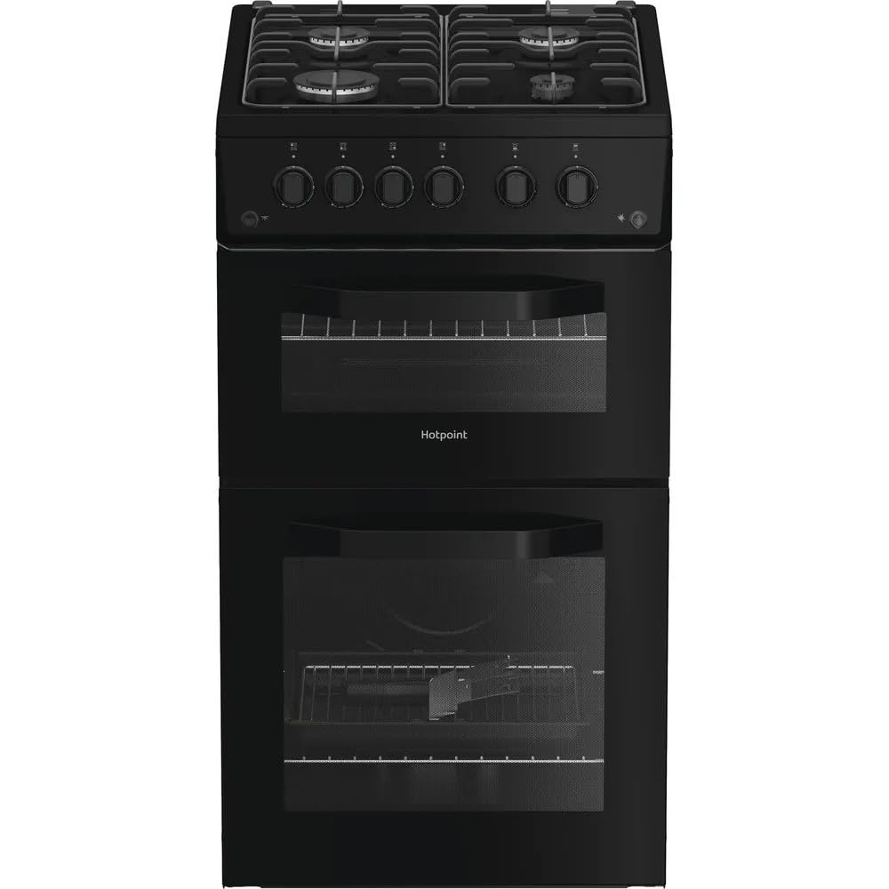 HTG5GCB 50cm Gas Cooker, Freestanding Seperate Oven & Grill, 4-Burner Gas Hob, E