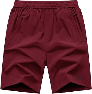 Rdruko Men's Quick Dry Hiking Shorts Lightweight Running Gym Outdoor Active Shorts with Zip Pockets