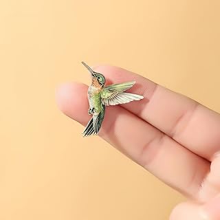 Green Hummingbird Enamel Brooch Pin, Cute Bird Lapel Pin Jewelry, Zinc Alloy Decorative Badge for Women Men, Vintage Animal Brooch for Jackets Sweaters Scarves Hats Bags Gift