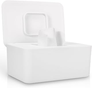LEQXGO Baby Wipes Dispenser, Wipes Dispenser Baby Wipes Case, Baby Wipe Holder for Fresh Wipes, Non-Slip Wipes Case, Wipe Container with Sealing Design Lid (White)