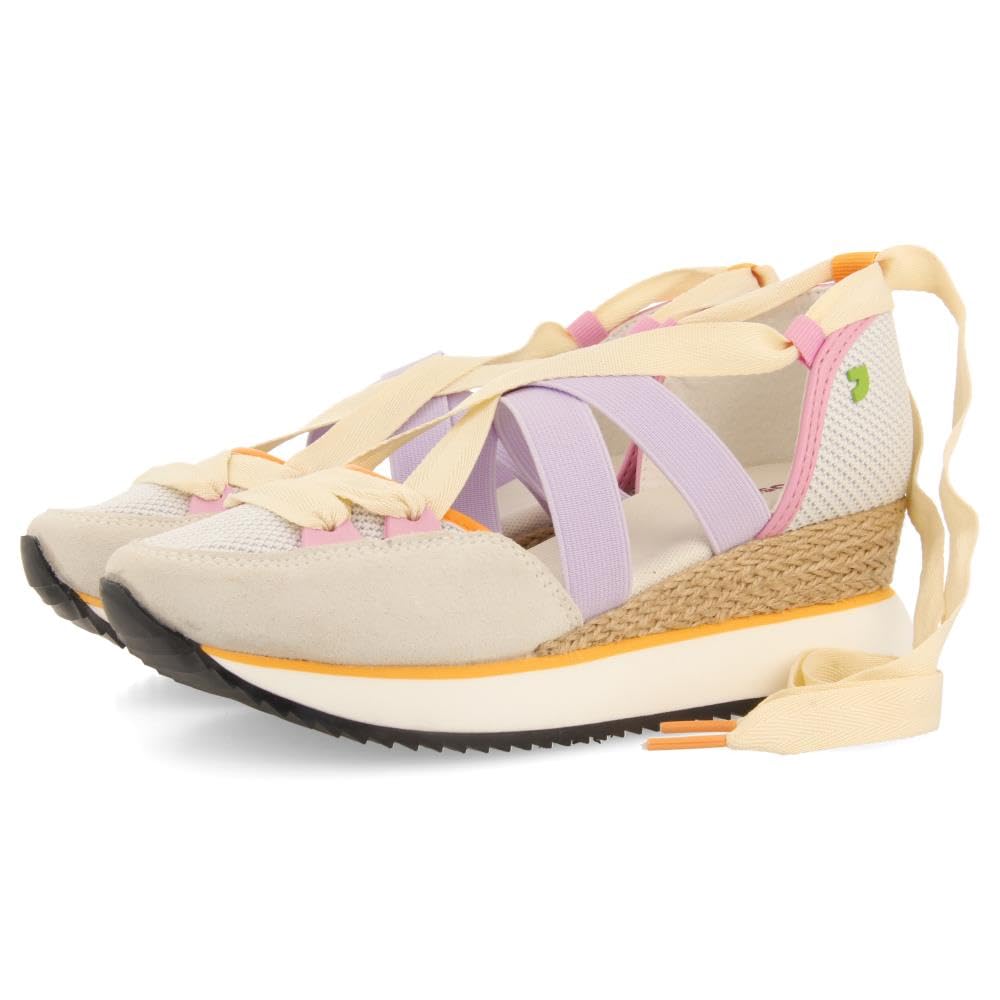 SAMOBOR Women's White Wedge Heel Open Sneakers