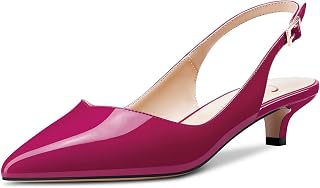 CASTAMERE Women's Low Kitten Heel Pointed Toe Slingback Pumps Cute Dress Office Sandals Sexy 3.5 CM Heels