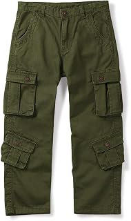 Aeslech Boys' Cargo Trousers, 8 Pockets Casual Outdoor Trip Hiking Pants