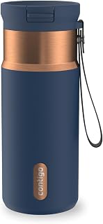 Contigo SnapSeal 16 oz Travel Mug w/Carry Strap | Vacuum-Insulated Stainless Steel for Hot Coffee & Tea or Cold Drinks | Spill-Proof Lid w/Straw Compatibility | BPA & Lead-Free | Dishwasher Safe