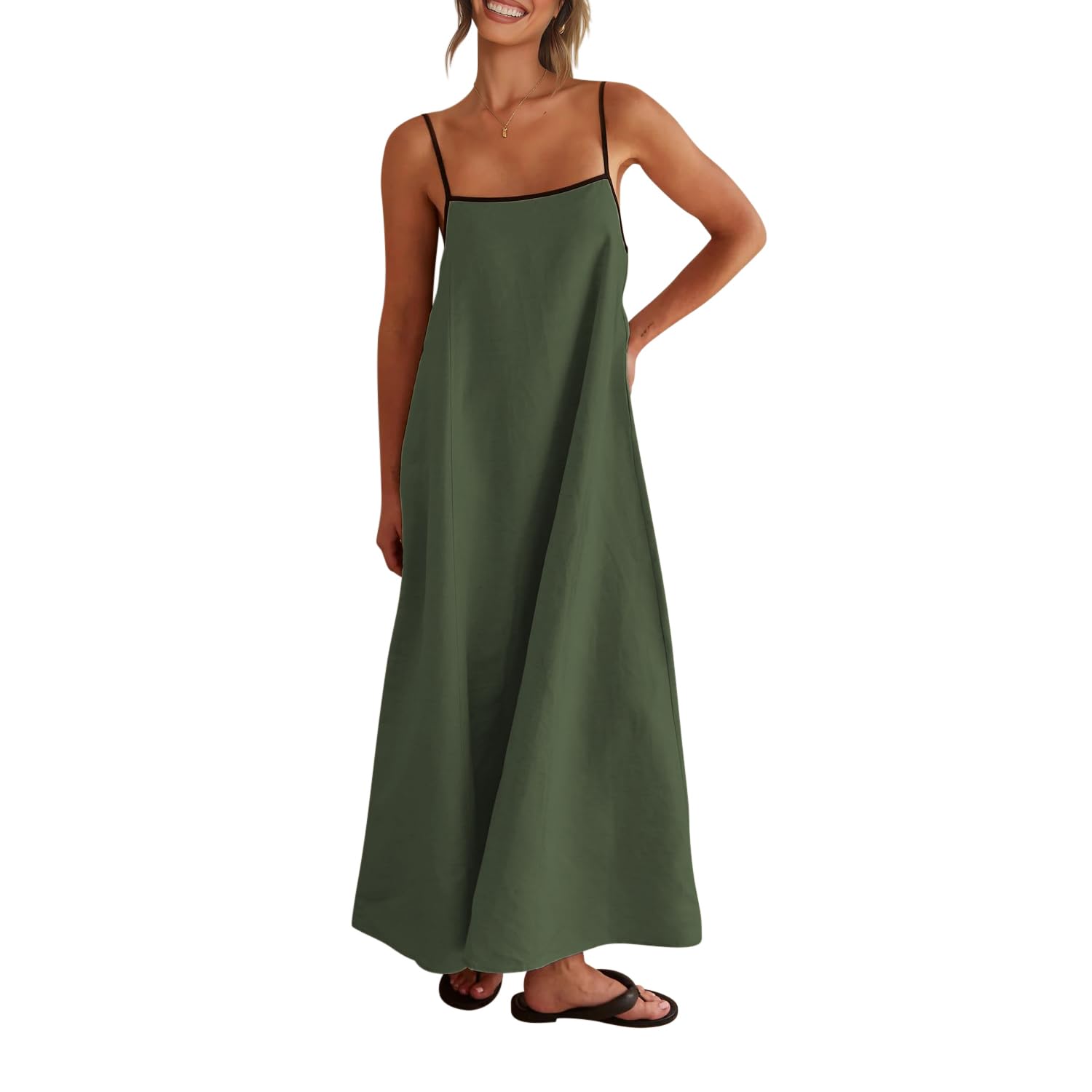 Shy Velvet Women's Summer Linen Spaghetti Strap Backless Sleeveless Casual Party