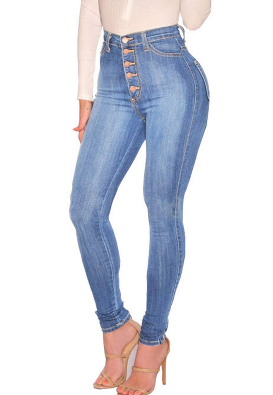 ECUPPER Womens Jeans High Waist Skinny Fit Stretch Jeans Denim Trousers with Poc