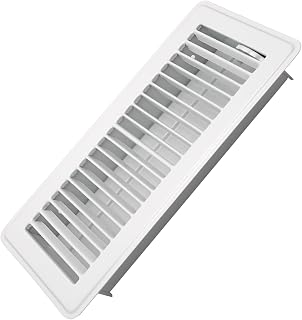 Howeall 4" x 10" Floor Register - Heavy Duty Steel Walkable Floor Vents - Easy Adjust Air Supply Lever - Vent Covers for Home (White)