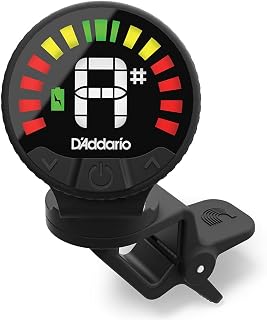 D’Addario Nexxus 360 Clip-On Tuner | Rechargeable clip-on tuner with a 360-degree rotating head and 24 hours of tuning per charge for acoustic & electric guitar.