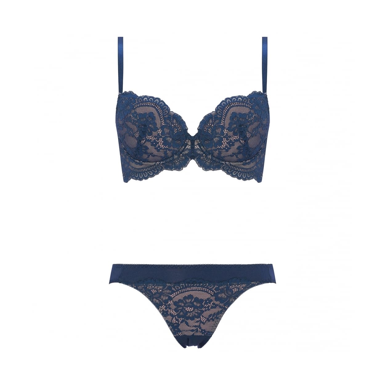 Amo Style 10219788 Daily AMOSTYLE 3/4 Bra & Shorts Set, Lace Rubber, Natural, Co