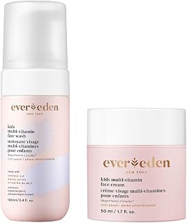 Evereden Kids Multi-Vitamin Face Wash &amp; Cream Set, Vegan, Peach, Ages 3+ | Safe for Sensitive Skin | Made with Vitamins, Omegas &amp; Amino Acids | Gentle &amp; Vegan Skin Care for Kids 3+, Peach