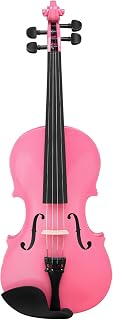 1/2 Acoustic Violin Set for Adults Beginners Students, Pink | Solid Wood Fiddle, Hard Case with Bow, Includes Rosin, Shoulder Rest, Extra Strings