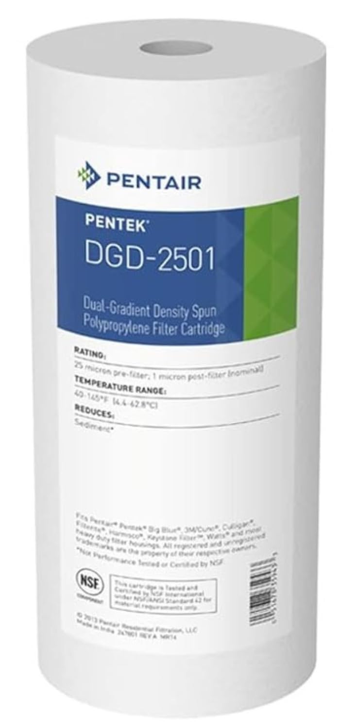 Pentair Pentek DGD-2501 Big Blue Water Filter, 10-Inch Whole House Sediment Filt