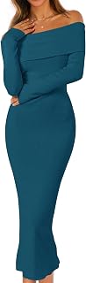 Merokeety Women's Long Sleeve Pullover Sweater Dress Modern
