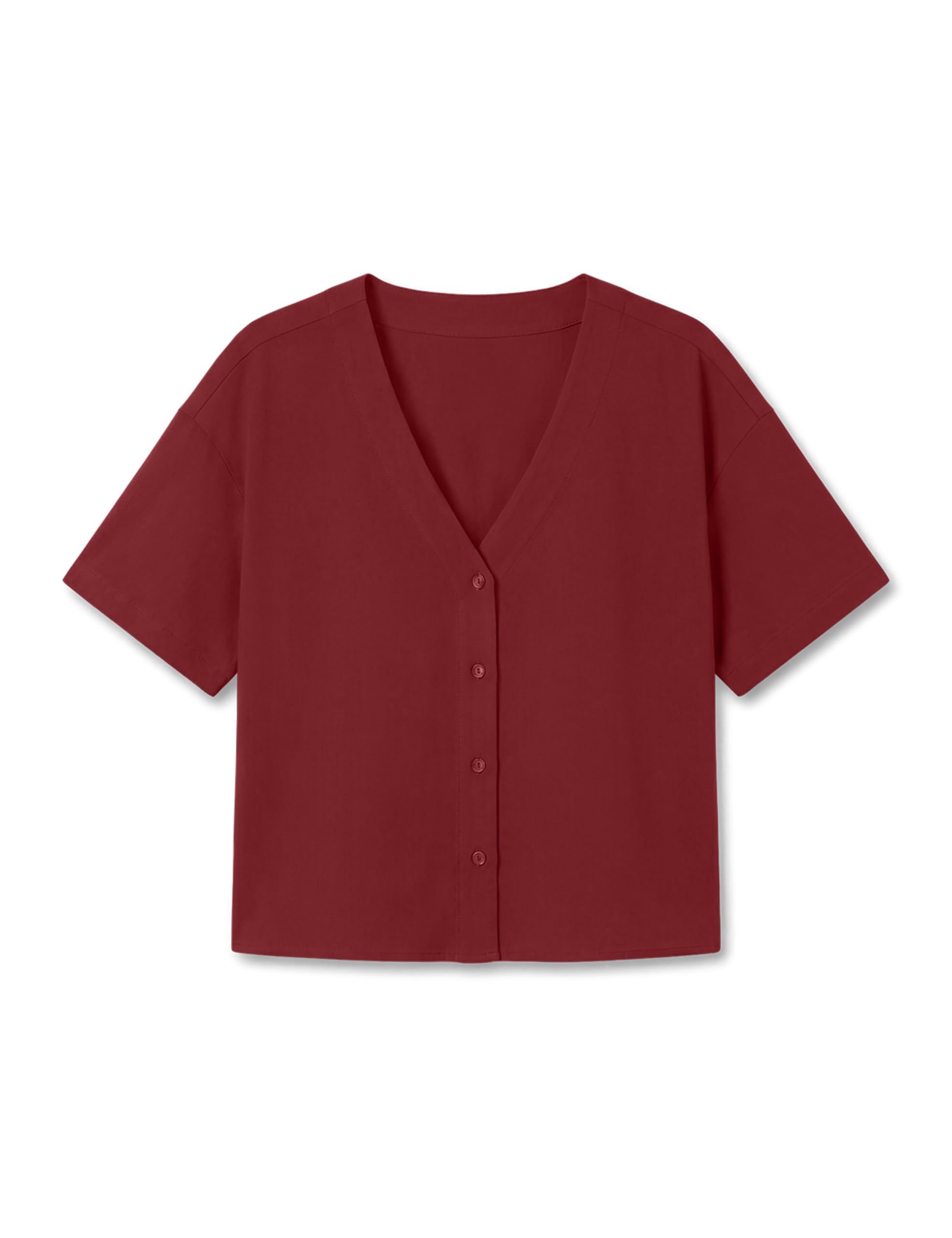 VERO MODA VMJESMILO Women's V Neck Short Sleeve Elegant Office Button Top