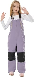 GSOU SNOW Kids Snow Pants Girls Boys Snow Bibs Reflective Overall 3-16Years