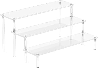 Acrylic Display Risers, 3 Tier Perfume Organizer, Clear Cupcake Stand | Large Shelf Risers for Figures, Dessert Shelves for Party, Display Holder for Decoration and Organizer