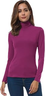 VOBCTY Womens Turtleneck Long Sleeve Shirt Slim Lightweight Base Layer Top