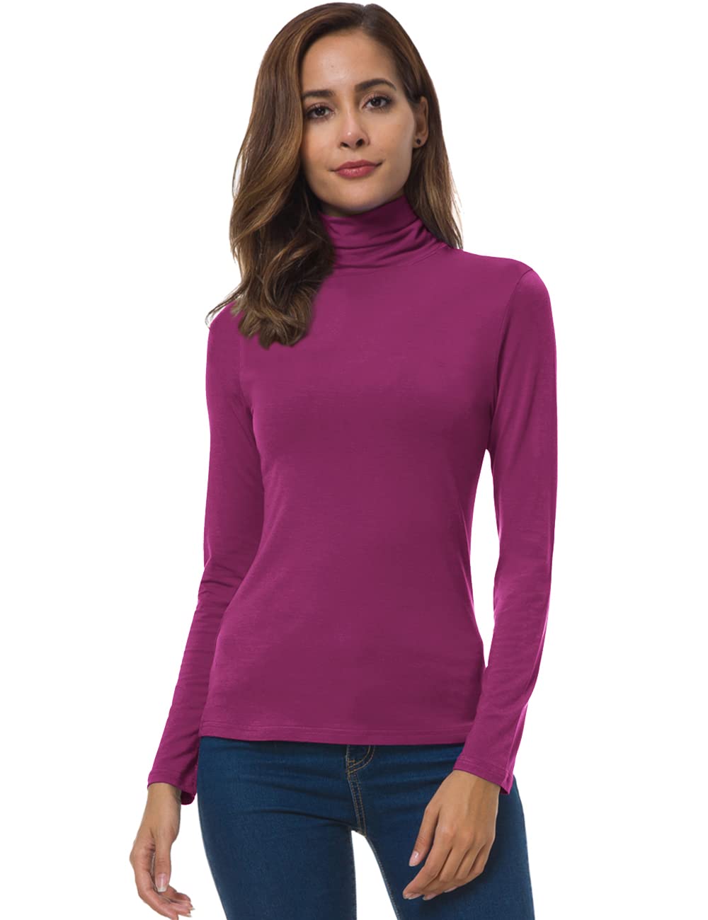 VOBCTY Womens Turtleneck Long Sleeve Shirt Slim Lightweight Base Layer Top