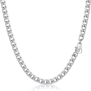 PROSTEEL Mens Curb Chain Necklace, Cuban Link Chains Silver/Gold Plated/Black, 4mm/6mm/9mm/13mm Width, 18"-30" Inches, Hip Hop Hypoallergenic 316L Stainless Steel Jewellery -Send Gift Box