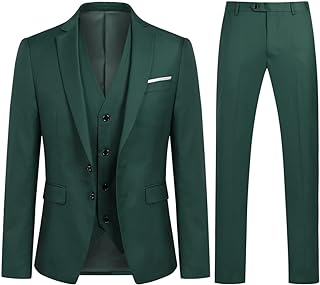 YOUTHUP Men's 3-Piece Slim Fit Suit for Business Wedding