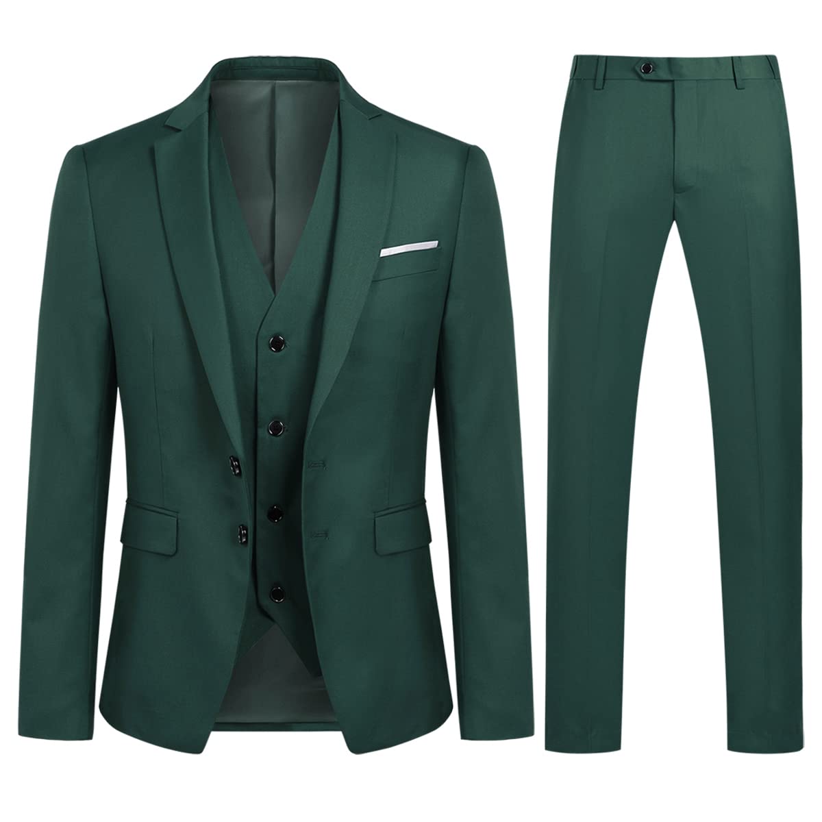 YOUTHUP Men's 3-Piece Slim Fit Suit for Business Wedding