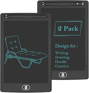 [2 Pack] TIQUS LCD Writing Tablet Pad 8.5 Inch Ewriter Electronic Board and MeMO Notes for Adults at Home School and Office Middle Stylus (Black)