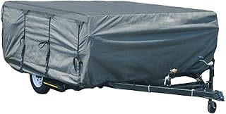 GEARFLAG Pop-up Folding Camper Cover Reinforced Windproof Side-Straps Fits 8'-10', Anti-UV Water-Resistance Triple Layers Heavy Duty for Trailer RV Motorhome (Fits 8' - 10')