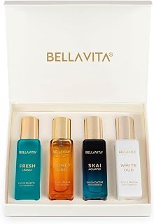 Bellavita Luxury Unisex Perfume Gift Set with Honey &amp; White Oud, Skai, &amp; Fresh | 80ml | Perfume for Men and Women | Honey, Artemisia Lemon, Bergamot, &amp; Sweet Almond Notes