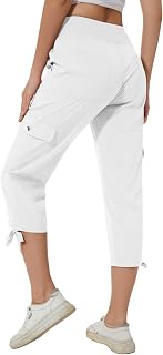 Huayuzh womens cargo cropped pants 3/4 pants summer cargo pants lightweight breathable athletic casual outdoor pants