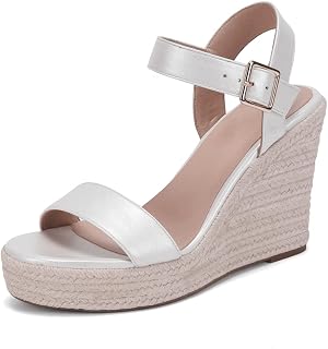 VICKI·VICKI Wedges for Women Platform Sandals Wedge Heels for Sandals Comfortable Summer Espadrilles Shoes with Ankle Strap and Open Toe
