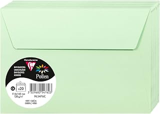 Clairefontaine 5476C – Pack of 20 Pollen Enveloppes – Format C6 (11.5 x 16.2 cm) – 120 g – Self-Adhésives Envelopes – Green