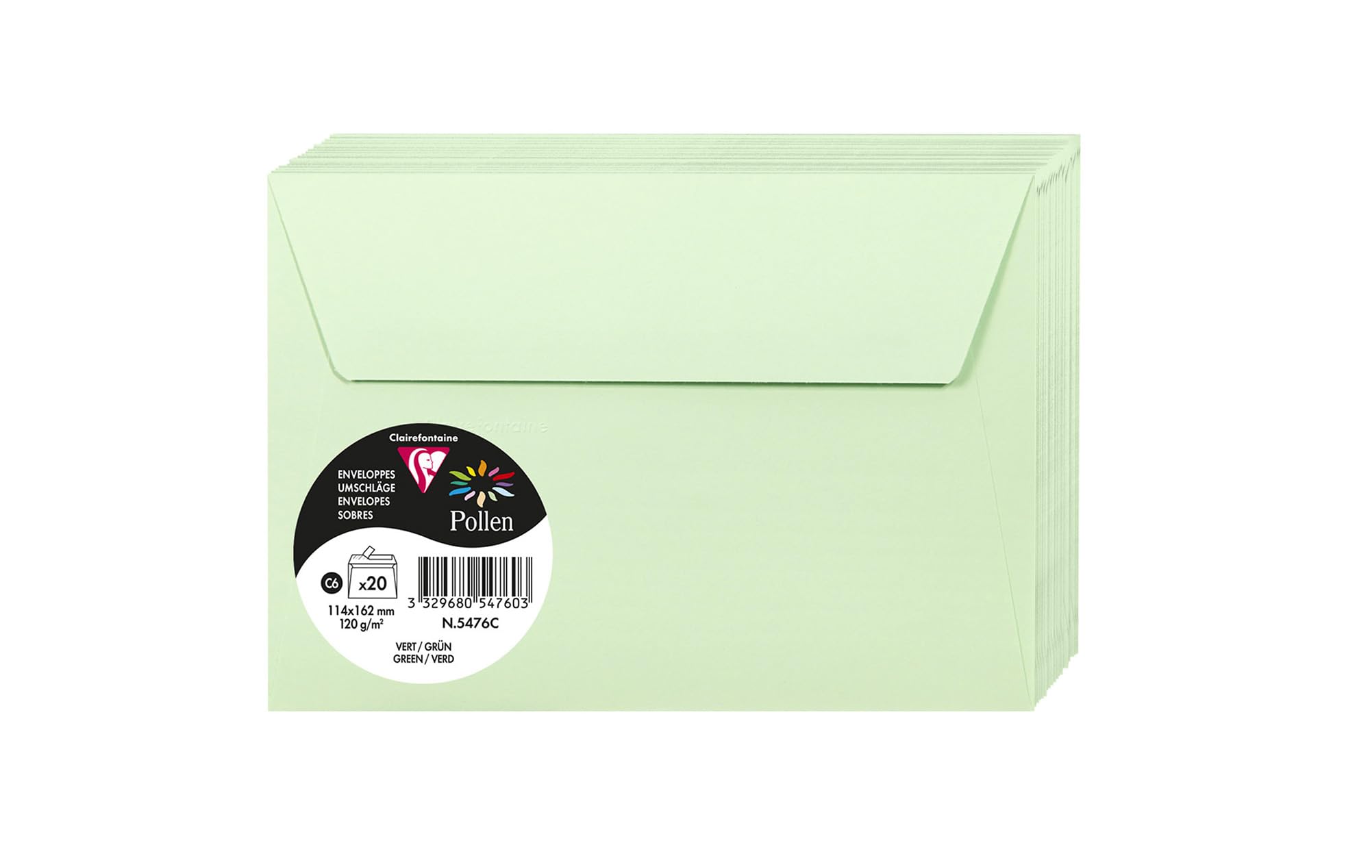 Clairefontaine 5476C – Pack of 20 Pollen Enveloppes – Format C6 (11.5 x 16.2 cm)